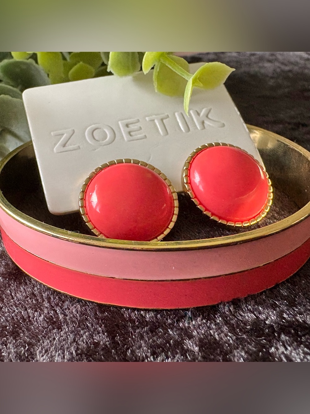 Chic Pink Gold Women's Bracelet & Earrings Set